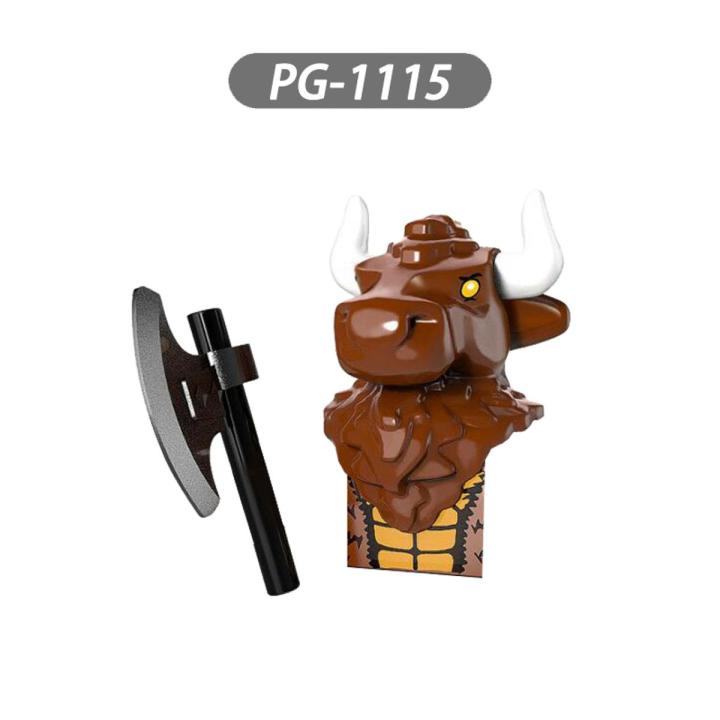 1pcs Movie Series Minotaur Action Figures Mini Bricks Doll Assemble Building Blocks MOC DIY Toys for Children gifts