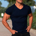 Summer T-shirt Stretchy Solid Color Simple Summer Tee Shirt. 