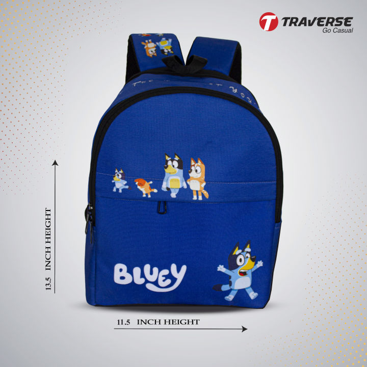 Traverse  Bluey Backpack for boys & girls. Dual compartment large bag suitable for Grade 1 students & grownup preschoolers Bags hand bag for girls bags for girls