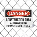 Warning - Construction Area Sign Board, Authorized Personnel Only" Sign | 7" x 10" inch Printed Black/Red on White. 