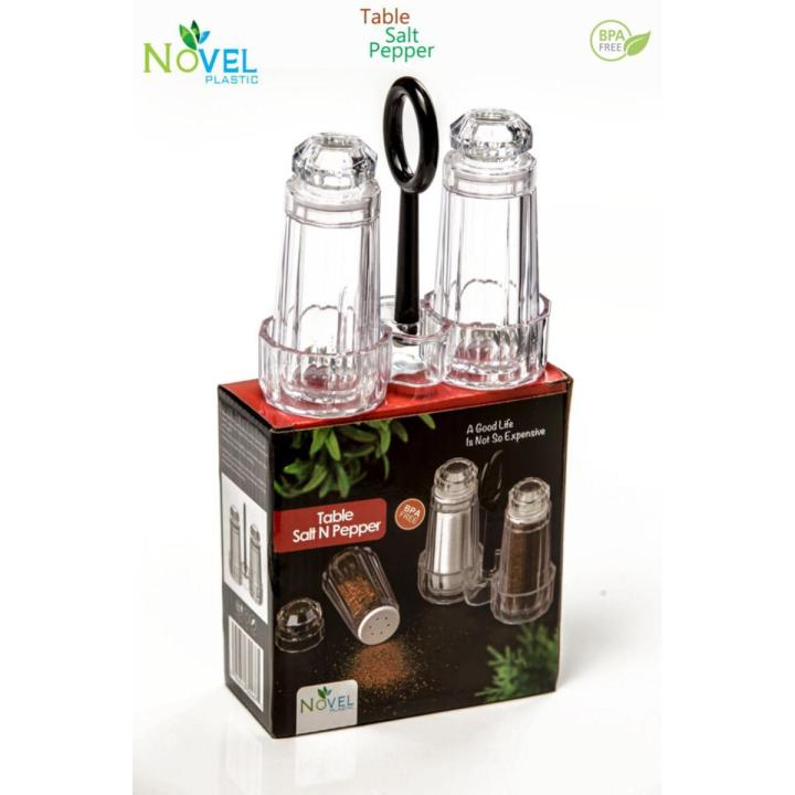 NOVEL ACRYLIC TRANSPARENT PLASTIC SALT & PEPPER SHAKER TABLE SET