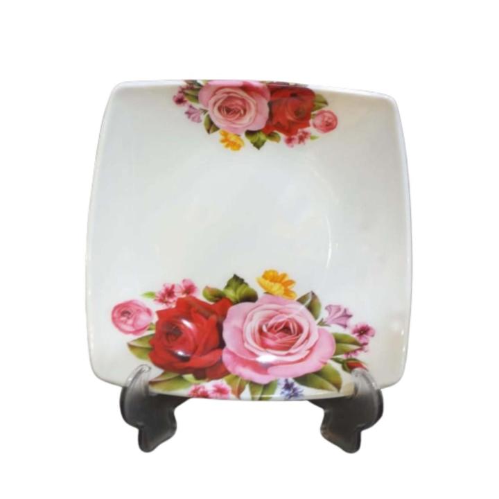 8 Inch Melamine Dinner Plates - Set of 6 Small Melamine Plates - Square Shape
