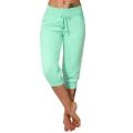 Women Casual Solid Color Low Rise Drawstring Pockets Sports Capri Pants Women's Fashion Short Trouser Pants Women's. 