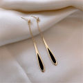 Enamel Water drop earrings Unique Water drop Luxury Chain tassel pendant earrings Chain tassel Black Ear piercing jewelry for Party Wedding Casual Gift Trendy accessories. 