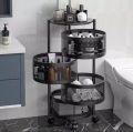 Kitchen Round shape Storage Rack Vegetable Rack 3/4/5 Layer's 360 Degree Movable Cylindrical Kitchen Storage Rack, Closet Storage Rack, Condiment Jars, Vegetable and Fruit Kitchen Storage Trolley for Home/Office. 