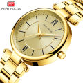 Mini Focus Gold Stainless Steel Gold Dial Analog Watch for Women MF0189L-05. 