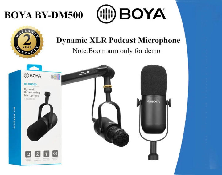 3 Years Warranty -  BOYA BY-DM500 Dynamic XLR Podcast Microphone