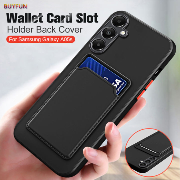 For Samsung Galaxy A05s Wallet Card Slot Silicone Back Cover For SamsungA05s GalaxyA05s Camera Shockproof Portable Card Case Soft Shell