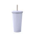 MeterMall Coffee Cup With Splash-Proof Lid Metal Straw Double Vacuum Insulation Design 304 Stainless Steel For Hot Cold Drinks Travel Mug. 