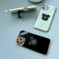 Hstyle For vivo Y20 Shiny electroplated TPU stereoscopic black violent bear ring standing back cover square cover girls and boys gift soft hard waterproof fall proof protective sleeve ring sari. Gift: lanyard. 