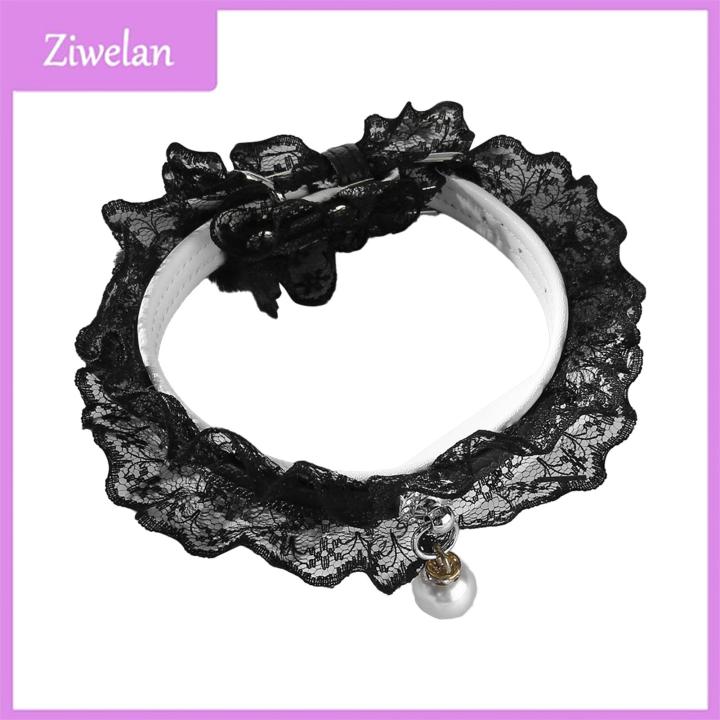 Ziwelan Pet Collar Elegant Festival Decor Lace Pet Collar with Bell