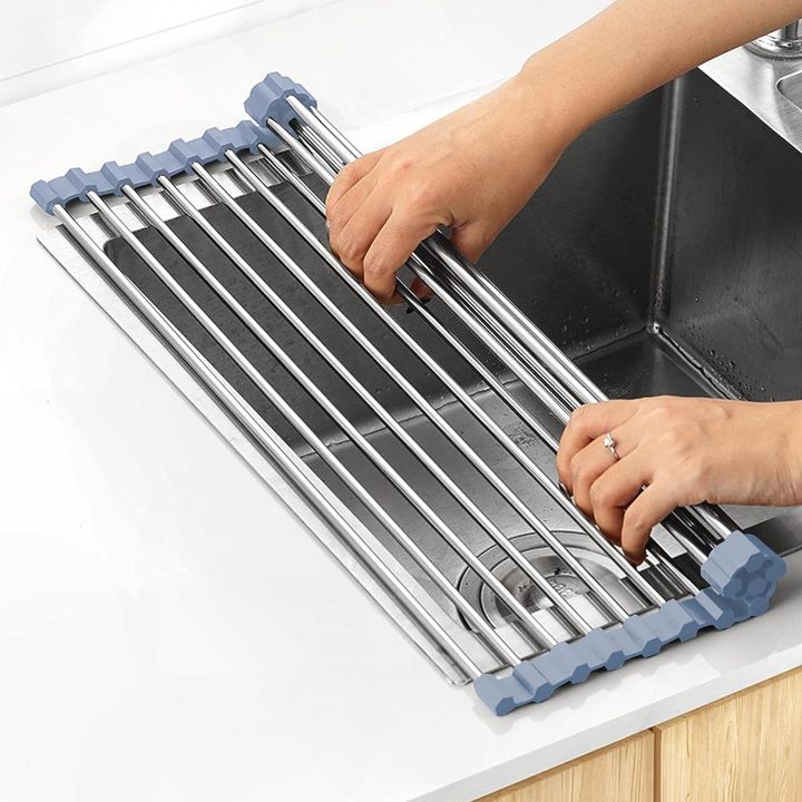 Multipurpose Roll Up Over The Sink Dish Drainer Rack Dish Drying Rack ...