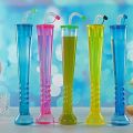 Random Color - 350ml Plastic Slim Bottle With Straw, Long Drinking Sipper, Twisted Tall Cups. 