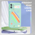 Infinix Hot 9 X655C New Cartoon Girls Smile Rainbow Design Phone Case Square Edge Pattern Liquid Silicone Casing Full Cover Camera Protect Case. 