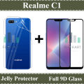 Realme C1 Glass Protector 9D|5D|6D|10D|11D|21D Black Tempered Glass Screen Protector Full Glue Edge To Edge + Back Jelly Protector Clear Soft Film Protector Hydrogel Film Protector For Realme C1. 