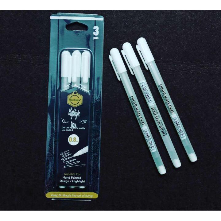Pack of 3pcs Keep_Smiling White Gel Pen 0.8mm Gelly Roll White Gel Pen for Sketching and Drawing