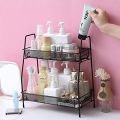 2 Tier Spice rack vegetable Stand Folding Metal Spice Rack for Kitchen Cabinet Bottle Organizer Holder for Kitchen Countertop Jars, Standing Shelf Seasoning Storage, Makeup, kitchen organizer and Bathroom Organizer. 