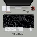 black Topographic Mousepad Extended Game Mousepad Large Gaming Mousepad Stitched Edge Deskpad. 