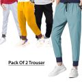 Bindas Collection Pack Of 2 New Zipper Pocket French Terry Trouser For Men And For Boys. 