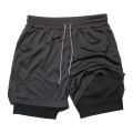 Men's Double Layer Fitness Shorts Men Fitness Gym Training 2 in 1 Sports Shorts Quick Dry Workout Jogging Double Deck Summer. 