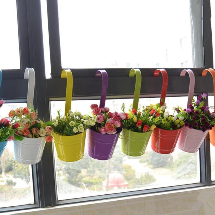 Topsky%20Balcony%20Garden%20Hanging%20Flower%20Pot,%20Iron%20Metal%20Flowerpot%20Garden%20Decoration%20Supplies%20Accessories,%20Vase%20Bucket%20flower%20pots%20Plant%20Planter%20Baskets%20Fence%20-%20Image%207