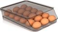 Fast Forward Rolling Egg Container for Refrigerator with Lid - Pack of 1 Stackable Plastic Egg Holder for Refrigerator - Terrazo Egg Tray for Refrigerator or Fridge Organizer. 