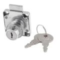 "4 Pcs Cylinder Screw Locks with Key - Silver Chrome Finish Furniture Locks for Drawers, Desks, Wardrobes, Cabinets, Secure Lock Mechanism, Includes 2 Keys, Screws, and Rings". 