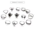 15 pcs/set Silver Ring set women Wedding Anniversary rings for girls. 
