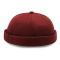 Unisex Casual Docker Hats Solid Color Trend Yuppies Hats Skull Shape Cap Beanie Worker Vintage Rolled Cuff Harbour Hat Retro Brimless Hat Adjustable Buckle Cap. 