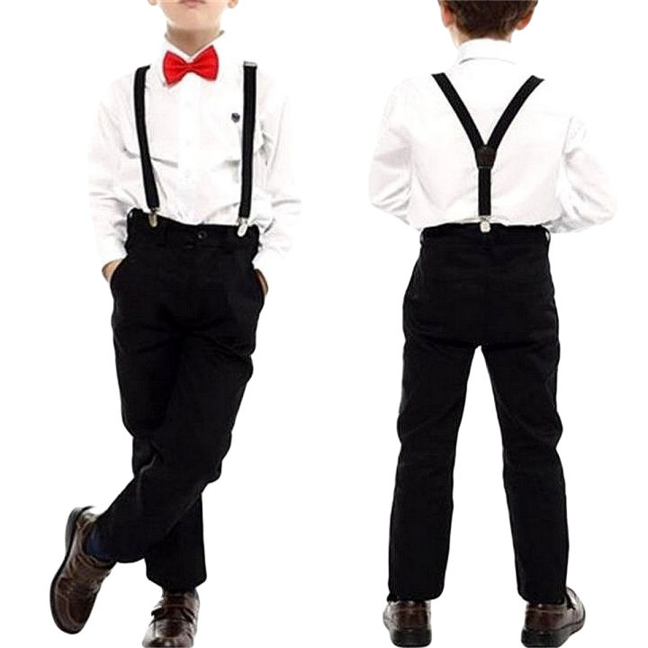 Slim Strip Elastic Suspenders / Gallis - Adjustable | Y Shape Clip-on Style | 3 Clip Pants Braces For Boys