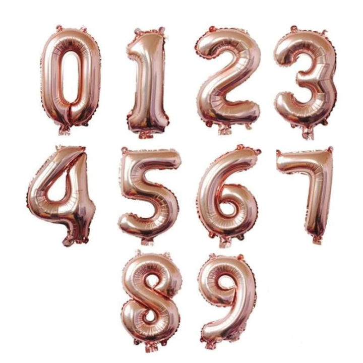 NUMBER FOIL BALLOONS IN ROSE GOLD COLOR ( 32 INCH IN SIZE )