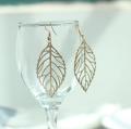 2021 Hot Fashion Wholesale Jewelry Hollow Metal Leaves Dangling Long Statement Drop Earrings For Women Gift Anniversary. 