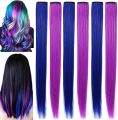 6Pcs Hair Extensions for Women Blue & Purple. 