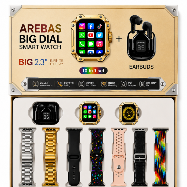 7 Straps Smart Fitness Tracker | Bluetooth Calling | HD Display | Full Metal Body | Heart Rate & SpO2 Monitor | Sports Activity Tracker | Music Control & Voice Assistant