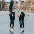 Black Summer PU Leather Pants Women High Waist Skinny Push Up Elastic Trousers Stretch Plus Size Leggings. 