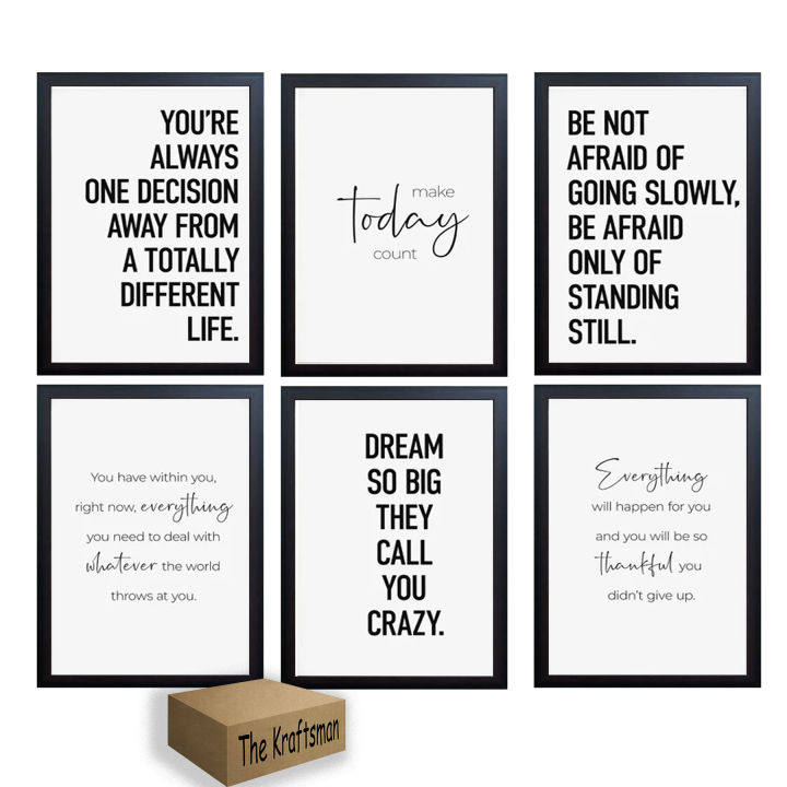 Work Motivational Qoutes For Office / Companies Set of 6 frames
