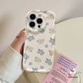 For Tecno Spark 10C Go 2023 10 Camon 20 Infinix Hot 10Lite 20i 8 30i Hot 12 30 9 10 11 20 10T Play Note 12 G96 30 Pro Smart 7 5 6 Plus Retro Fresh Blue Flower Cartoon Cute Cat Cover. 