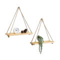 Wall Hanging shelf original wood 1 2 3 & 4 Tier Rope Hanging Shelf Wall Hanging Shelf, , Decorative piece. 