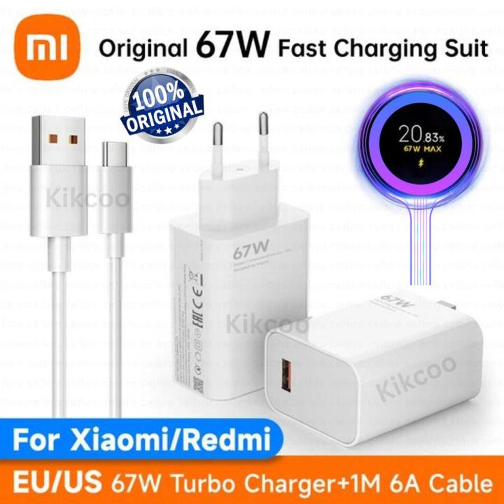Original 100% Xiaomi Mi 67W Turbo Fast Charger With Free 6A Super Fast Turbo Charging Cable Type C for Xiaomi 11 Pro & Xiaomi 11 Ultra Mi 11T, Poco F3, Poco X3 GT, Poco F3 GT Redmi 10 Pro, Mi 10T, Poco M3-33W, 55W