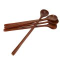 10 Pieces Korean Style 10.9 inches 100% Natural Wood Long Handle Round Spoons (Korean Style Soup Spoon). 
