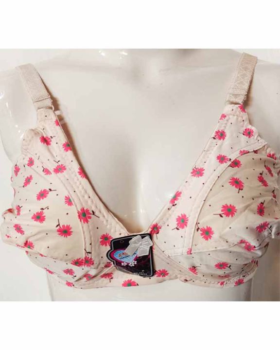 PREMIUM QUALITY COTTON BANIYAN STUFF MADE CREAM COLORED NON-PADDED NON-WIRED BRA FOR HER