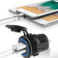 Car Power Socket Splitter Waterproof 5V 4.2A Dual USB Car Charger with Circle Blue LED Light Power Indicator for 12V 24V Vehicles. 