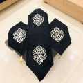 3 Pcs Table Runner set in Velvet Motif Design - Black. 