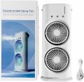 Double-Ended Spray Fan USB Rechargeable 2000mAh Household Small Air Cooler Dual Head 3 Gears Portable Handheld Misting Fan for Travel Makeup Home Office Camping Outdoor. 