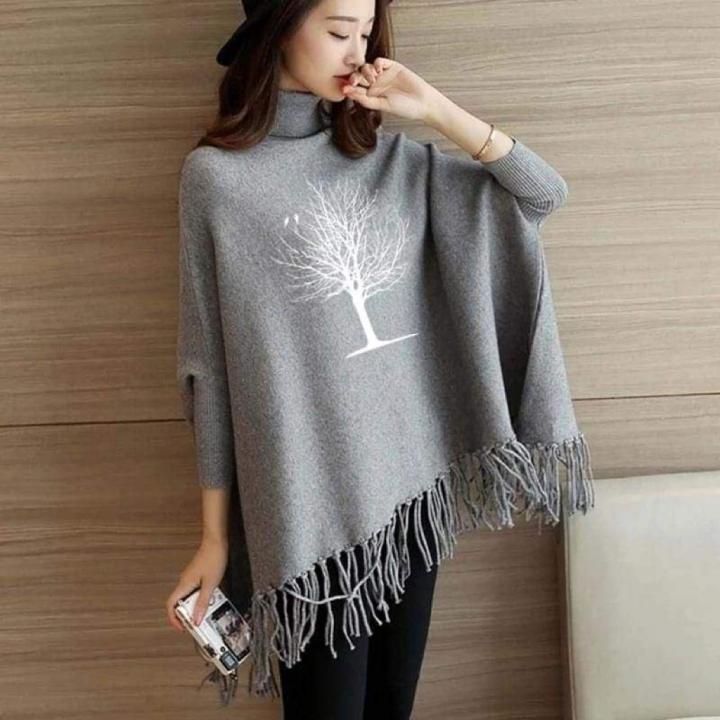 Grey%20Tree%20Printed%20Cape%20Shawl%20Style%20Poncho%20For%20woman%20-%20Image%203