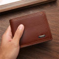 Short Bifold wallets Practical Masculine PU leather Men's wallet Leather wallets for  use Travel Office Gift Fashionable. 