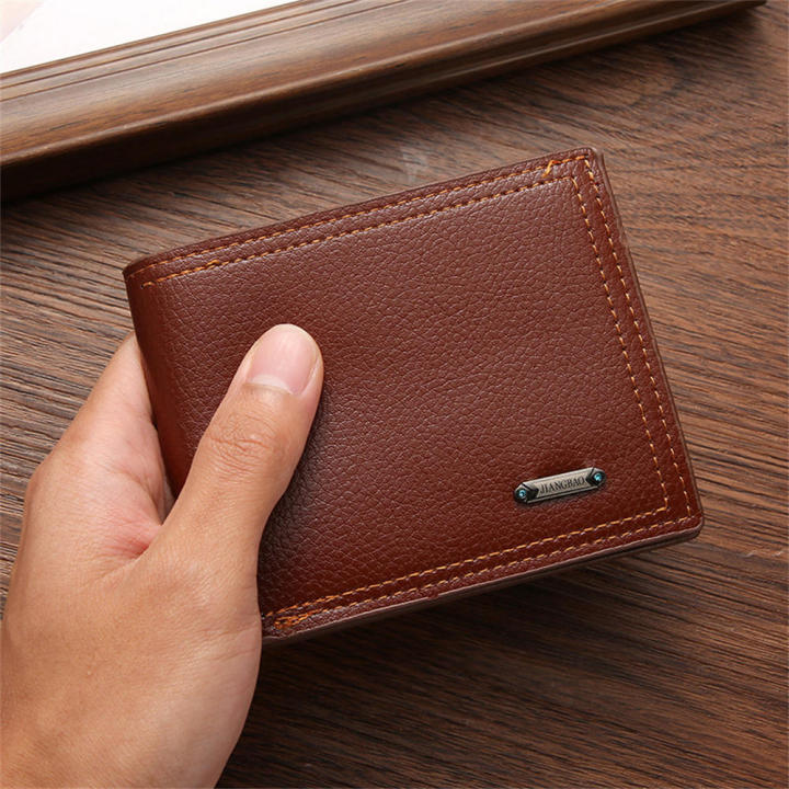 Short Bifold wallets Practical Masculine PU leather Men's wallet Leather wallets for  use Travel Office Gift Fashionable