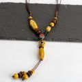 Heaert Sharp Ceramics Bead Necklace Chinese Style Tassel Necklaces Vintage Ceramic Beads Women Necklaces Iy268. 