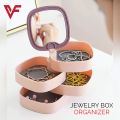 360° Rotating Jewelry Storage Box 4 Layers Portable Travel Jewellery Holder Jewellery Accessory Organizer Necklaces Bracelets Rings Earrings Holder with Mirror For Girl Women. 
