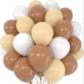 80 Dark Brown Light Brown & White Mix Latex Balloons Pack For Birthday & Party Decorations. 